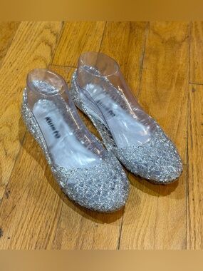Kusto Silver Glitter Jelly Ballet Flats Brand New Open Box Sparkle Shoes
